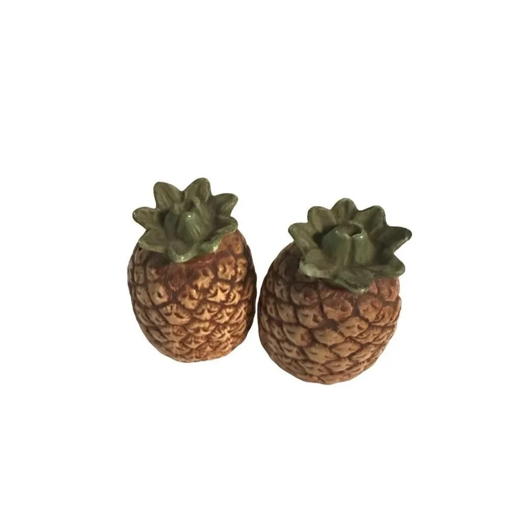 Vintage 80s Otagiri Japan Made Pineapple Salt and Pepper Shaker Set 3” Retro